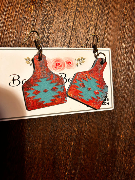 Cow tag acrylic earring