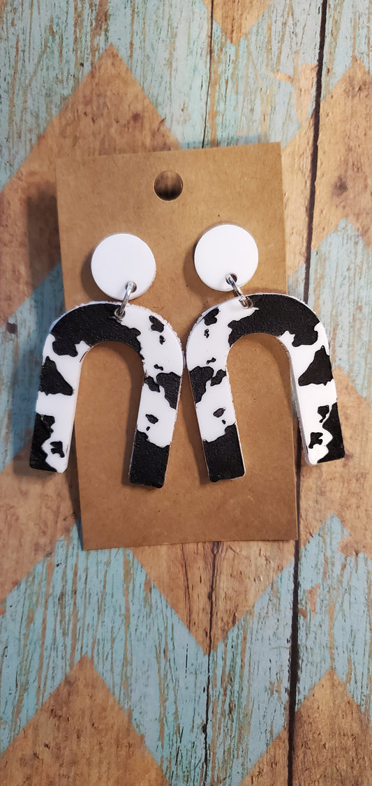 Cowprint acrylic earring