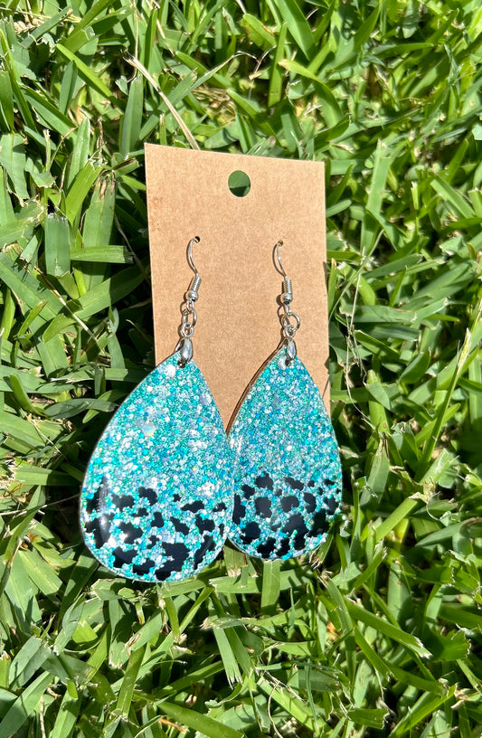 Turquoise and cowprint dangles