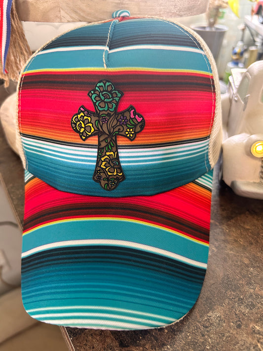 Serape engraved cross